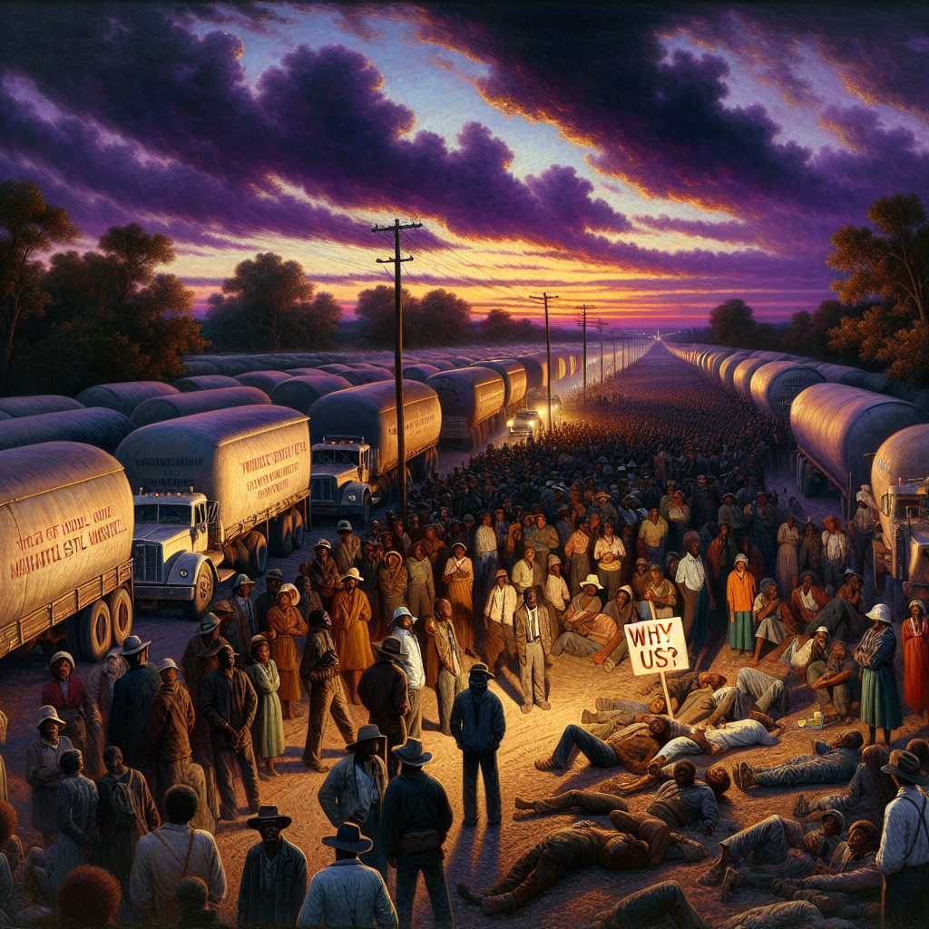 Protesters block trucks carrying PCB-contaminated soil during the 1982 Warren County demonstration for environmental justice