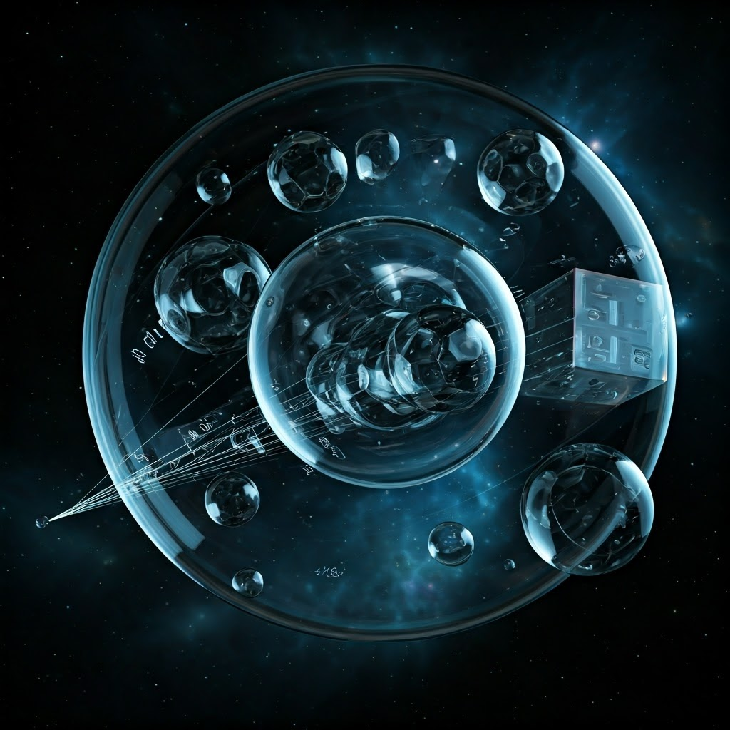 Translucent geometric forms float in space, symbolizing numerical harmony.