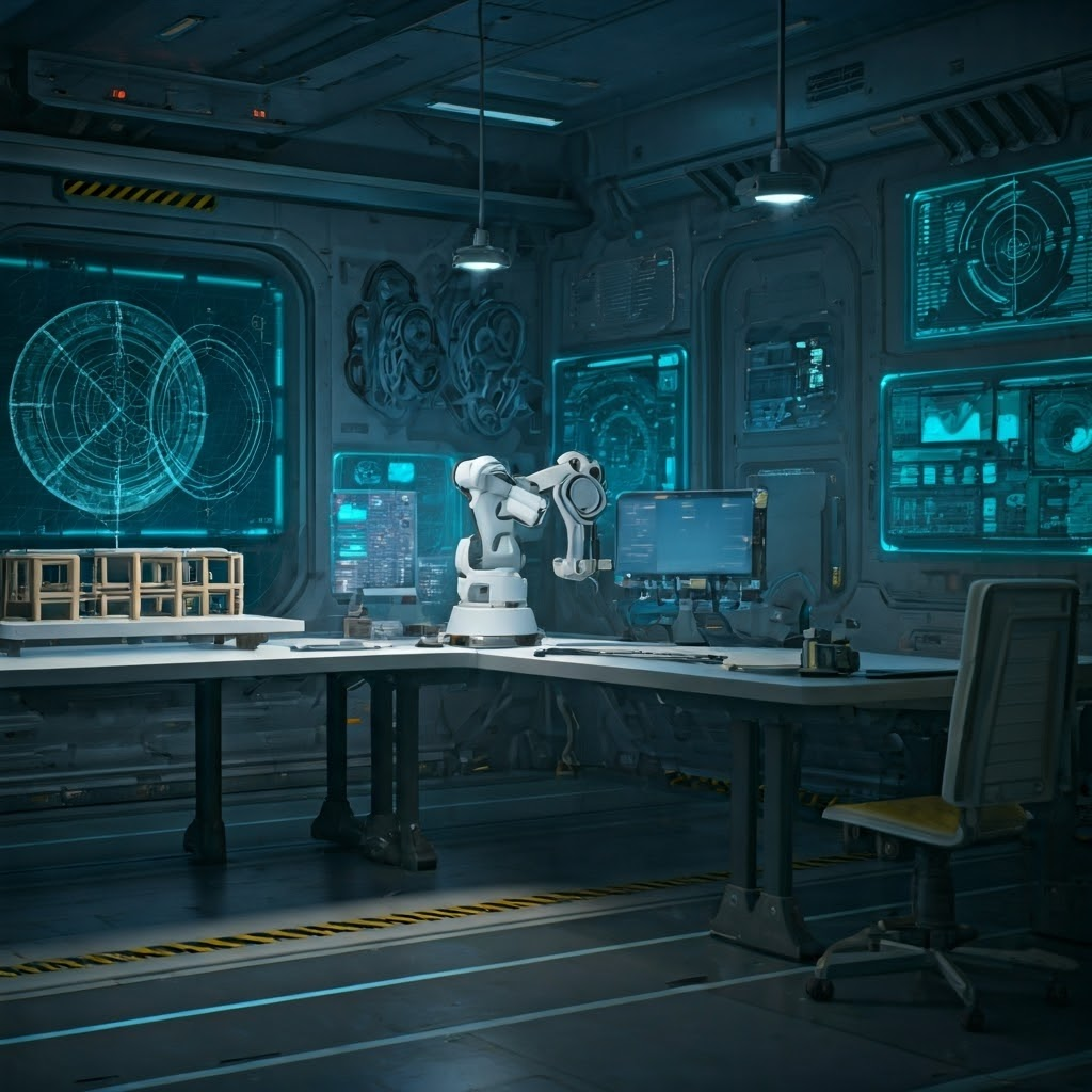 Orbital workspace with 3-D printer using lunar dust to build wall sections