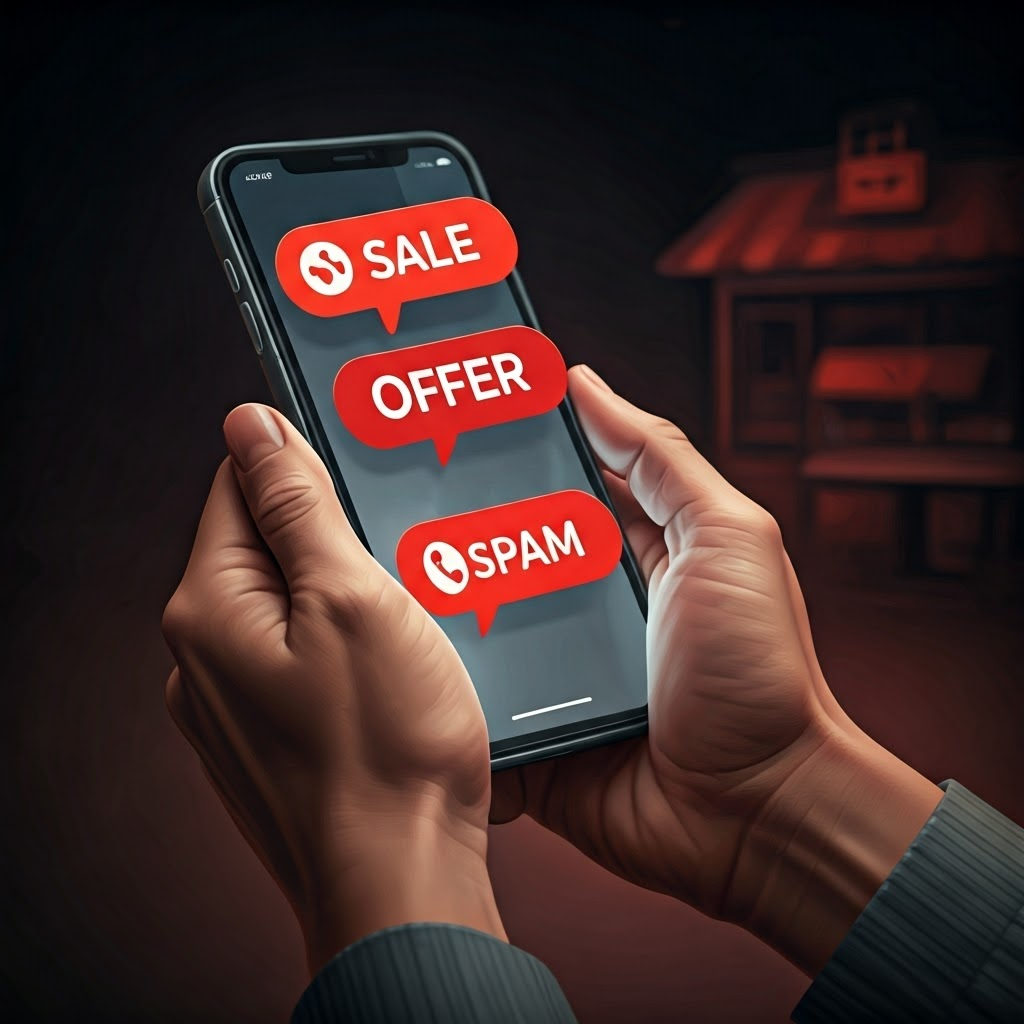 Smartphone flooded with unsolicited spam calls after sharing number, illustrating misuse of personal information.