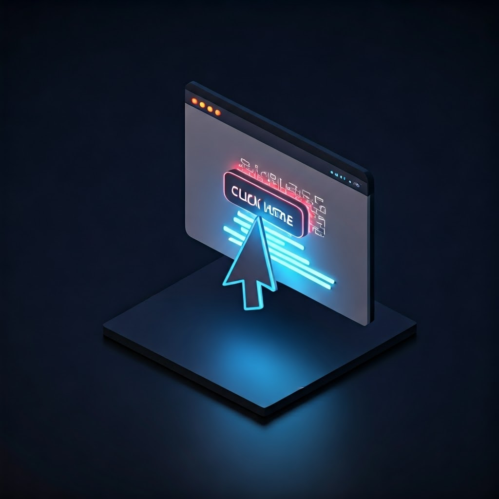 A cursor hovers over a suspicious 'Click here' link while a preview shows a random URL, stressing hidden risks.