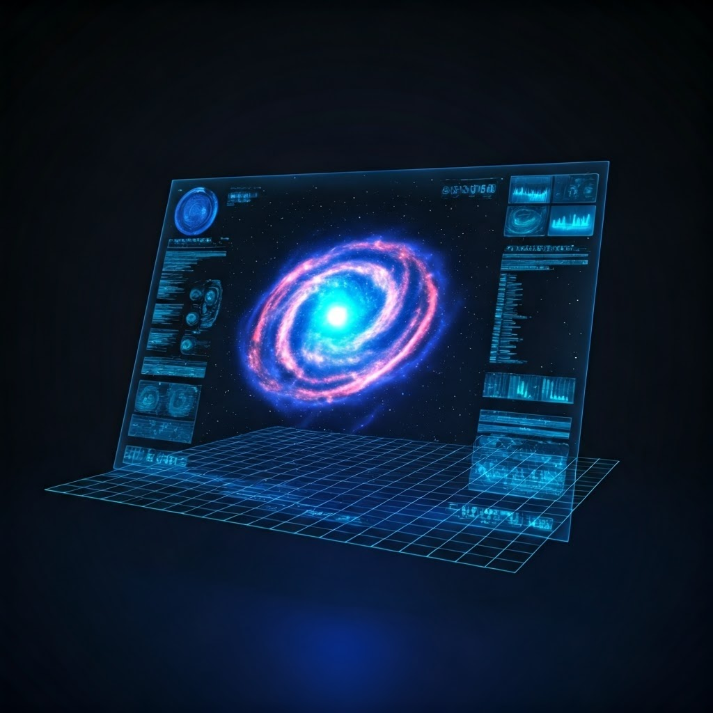 Holographic view of a star-forming region shows layered data in UV, X-ray, and gamma wavelengths