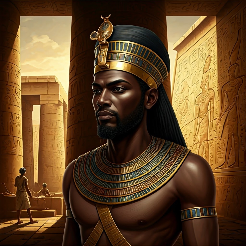 Baroque-style portrait of Hatshepsut wearing pharaonic regalia.