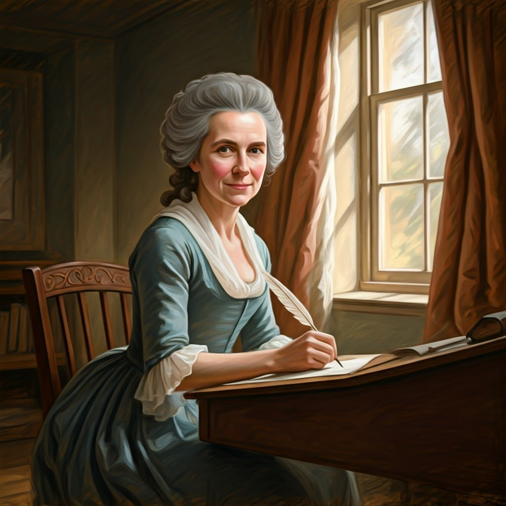 Abigail Adams quietly writes a plea to "Remember the Ladies," asking for women's inclusion in new laws.