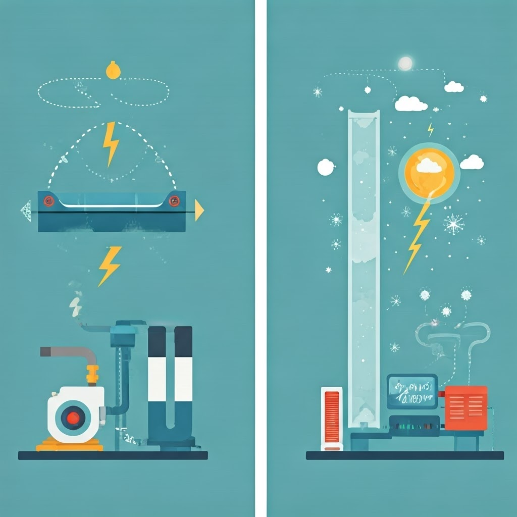 Flat-design infographic showing low-friction energy arrows and a protected tube shielding travelers from weather, underscoring efficiency and safety.