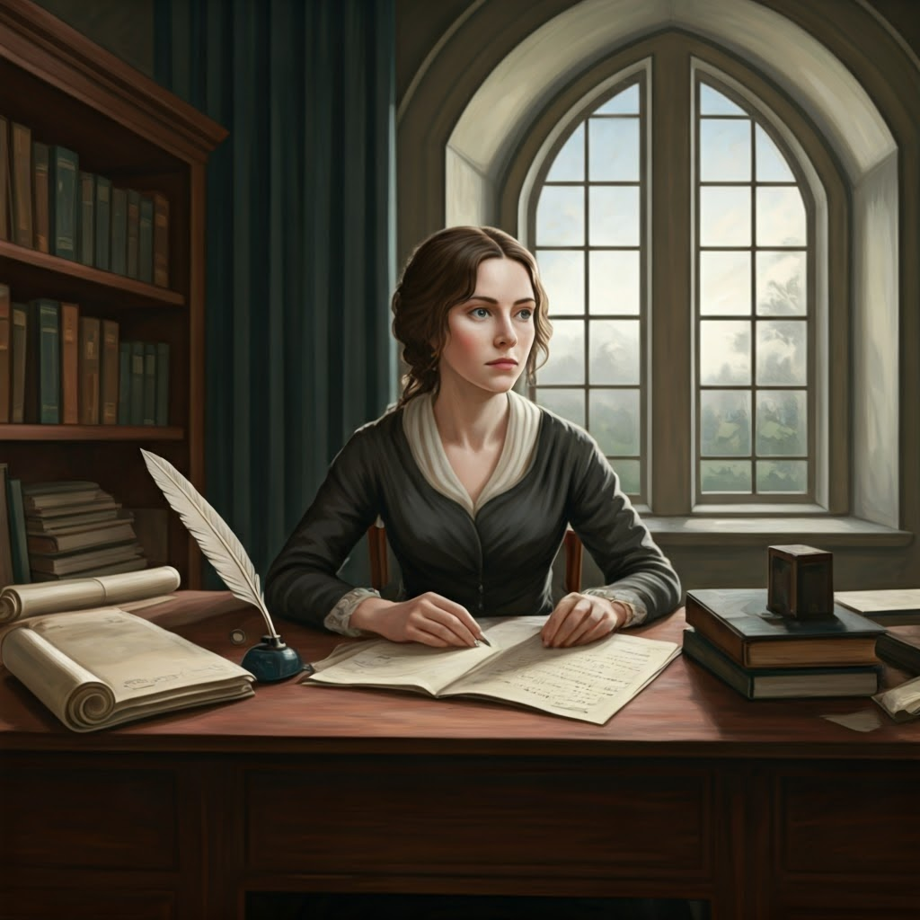 Mary Wollstonecraft writing "A Vindication of the Rights of Woman," determined to question gender inequality.