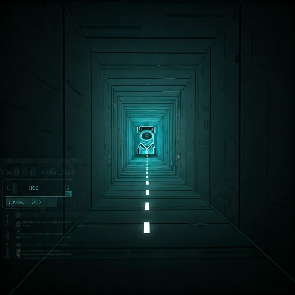 Top-down hallway view where walls shrink by the robot’s radius, showing its point-like center gliding through widened free space