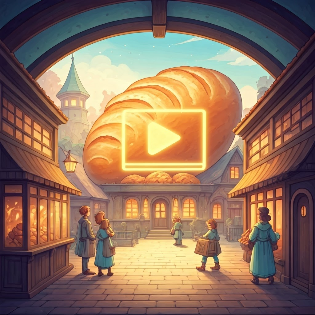 Storybook bakery scene symbolizing local servers delivering fresh digital content nearby