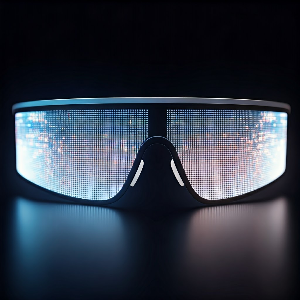 Prototype AR glasses featuring bright micro-LED display technology.