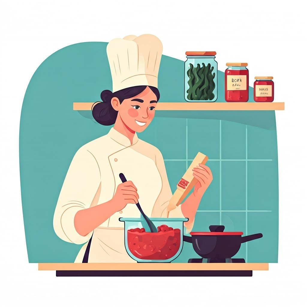 Cook blends seaweed extract and fruit compote, emphasizing agar and pectin as plant-based gelling agents.