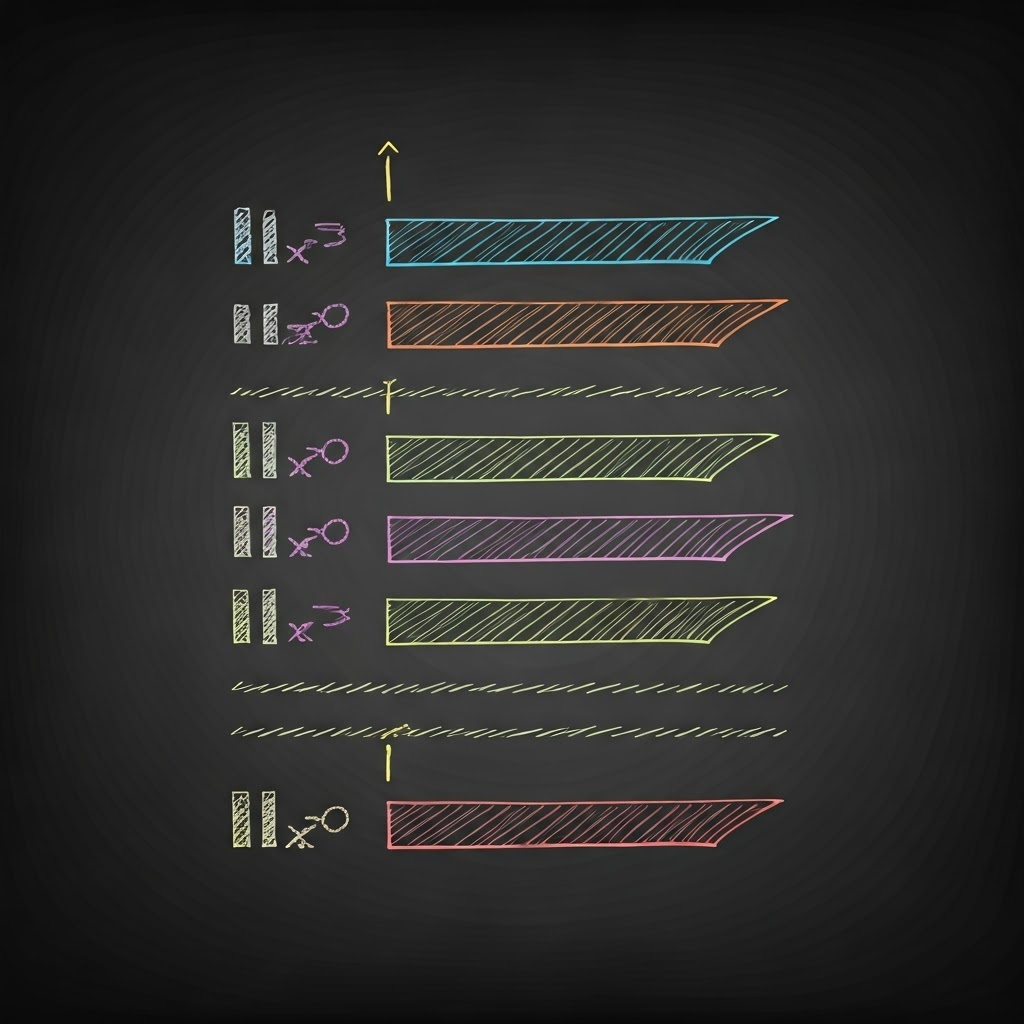 Chalkboard shows colorful Markdown examples of lists, tables, and emphasis