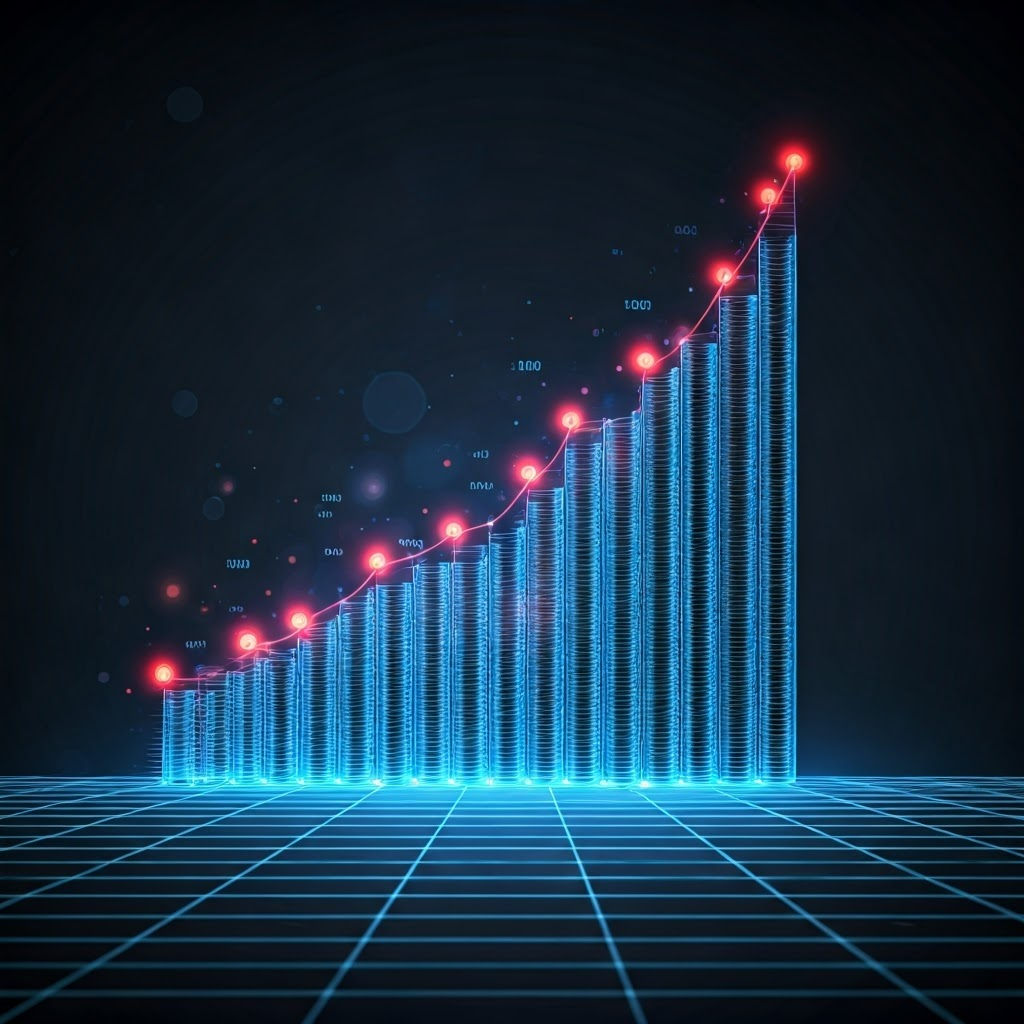 Glowing data nodes on a chart representing combined genetic risk markers