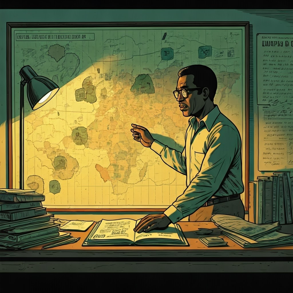 Dr. Robert Bullard points to a map marking landfill sites in Black neighborhoods, illustrating environmental racism