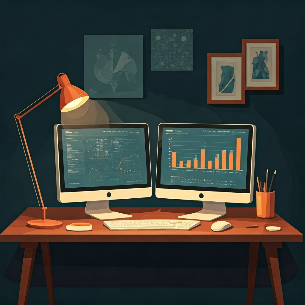 Retro desk with one cluttered chart and one clean chart underscores the power of good labeling