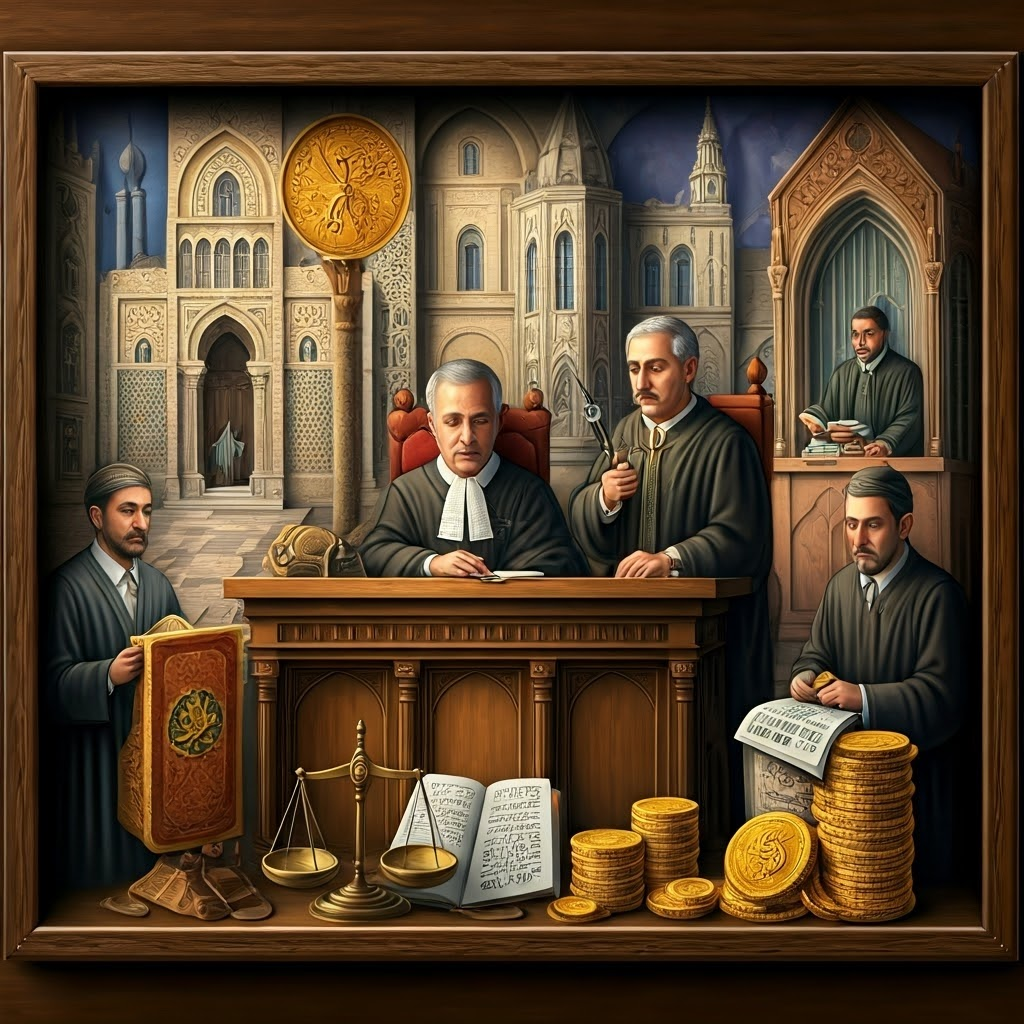 Cubist diorama of holidays, courts, and taxes molded by overlapping faith and government