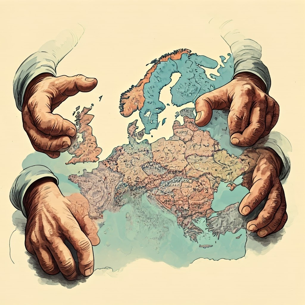 Satirical cartoon shows Europe reshaped like puzzle pieces after World War I