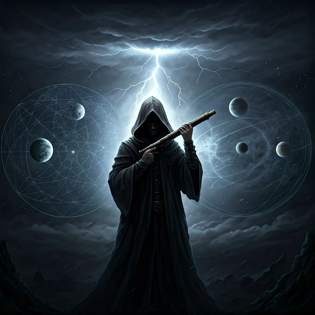 Dramatic scene contrasting fading geocentric charts with new telescopic discoveries.