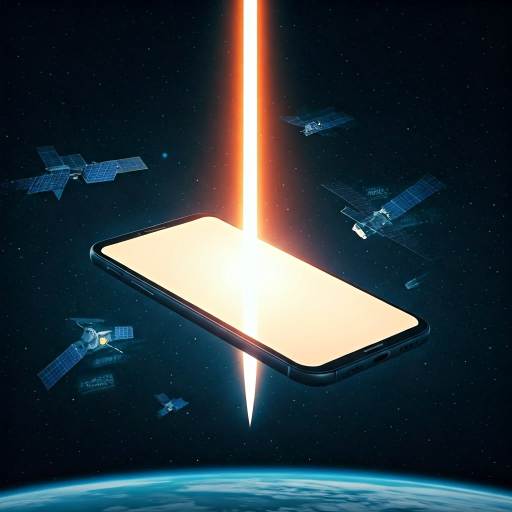 Graphic of a space-borne device illuminated by a narrow sunbeam, emphasizing the need to stay aligned with light