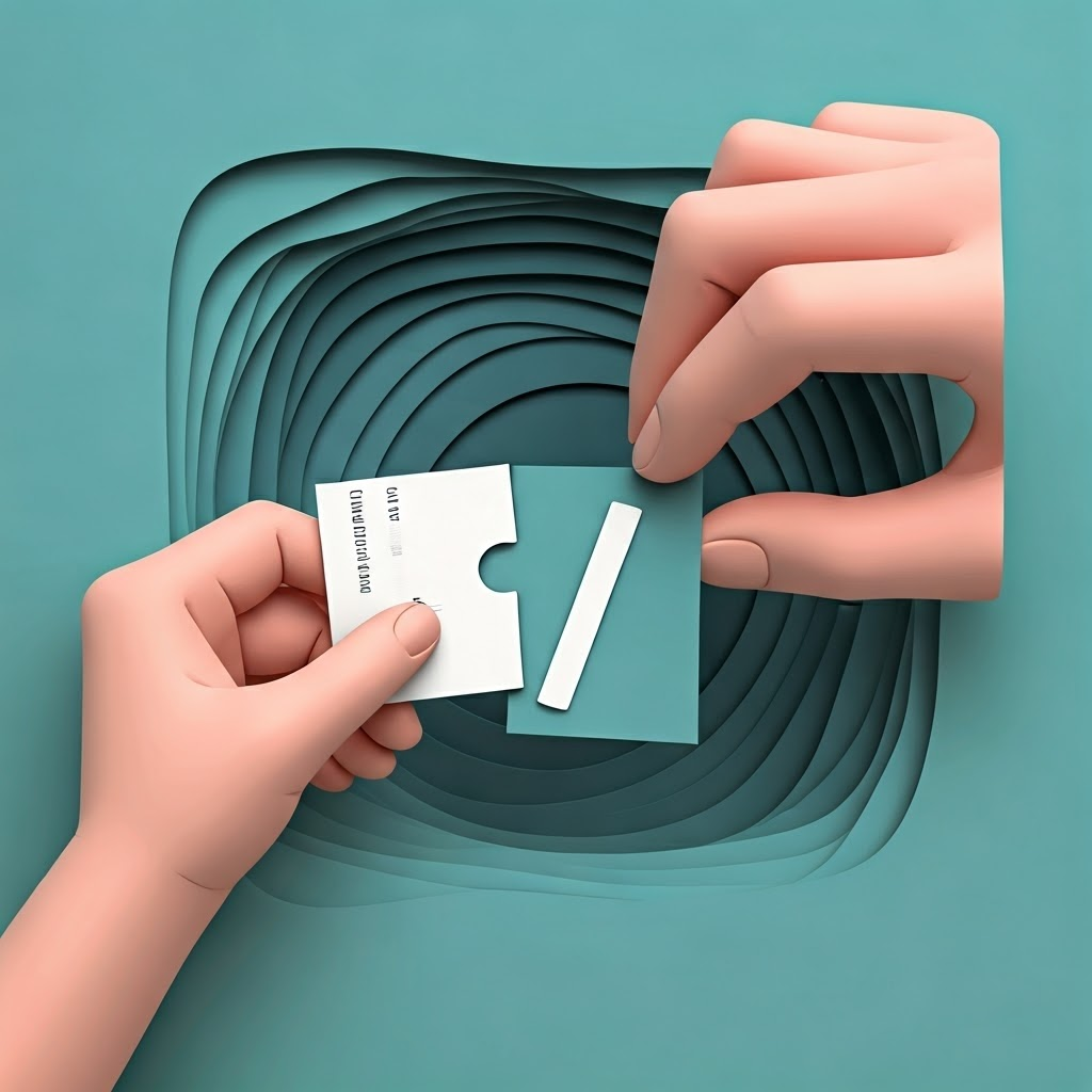 Hands connect paper puzzle pieces labeled with a folder and file name, highlighting the slash that joins them