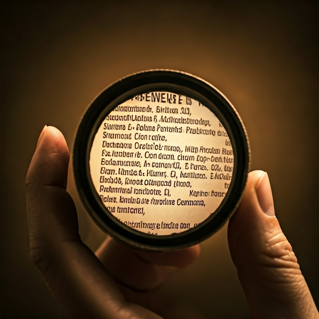 Magnified ingredient list on granola bar shows many hidden sugars under different names.