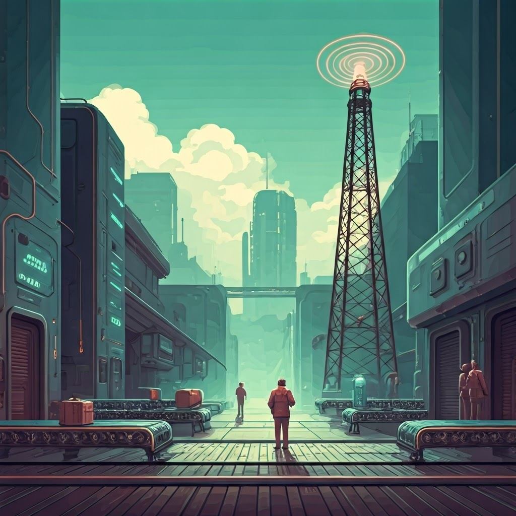 Clean vector graphic of parietal and temporal lobes as logistics and media hubs