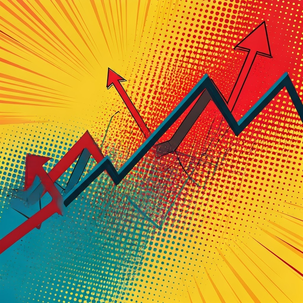 Pop art chart with legend and arrows highlights how color keys clarify multiple data lines