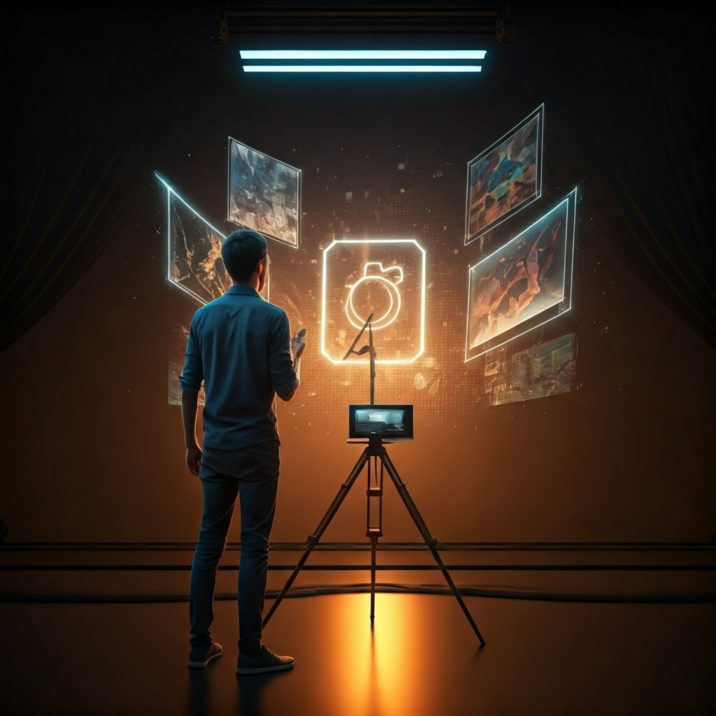 Digital artist painting textures and shadows onto floating 3D models