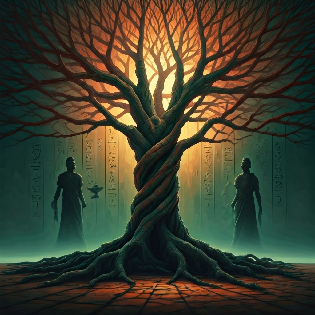 Symbolic family tree highlighting female lineage in ancient cultures.