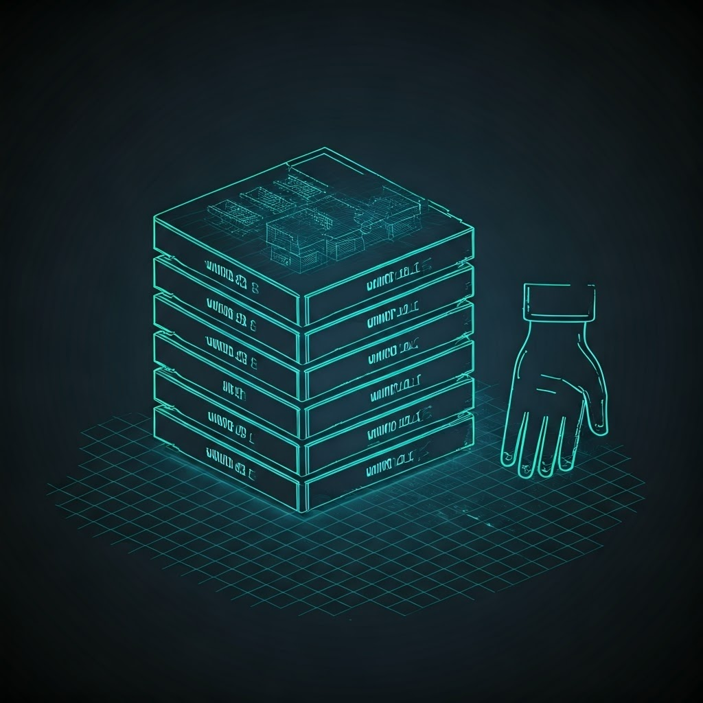 A neon schematic shows stacked memory blocks sized by data type, highlighting careful byte planning.
