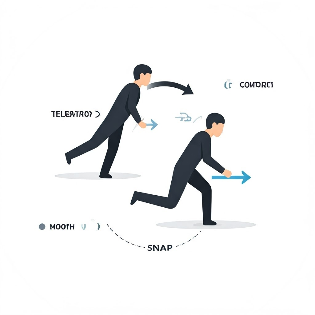 Simple icons compare rotation types and teleport movement.