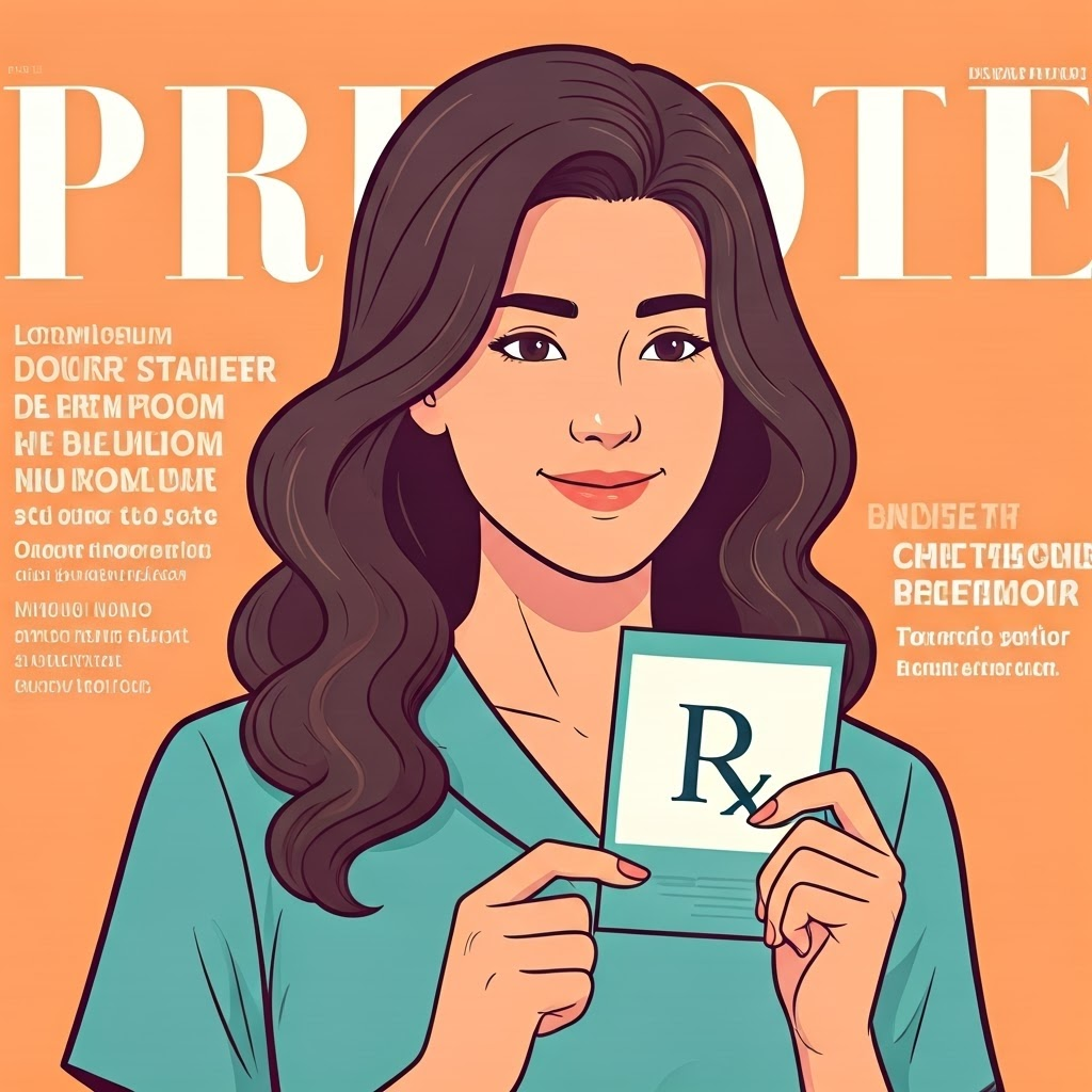 Woman smiling while holding a customized prescription, reflecting relief from tailored dosing