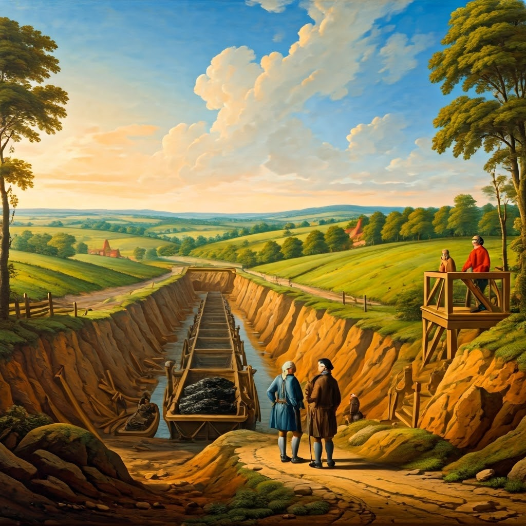 Engineers and the Duke of Bridgewater plan a canal to move coal cheaply.