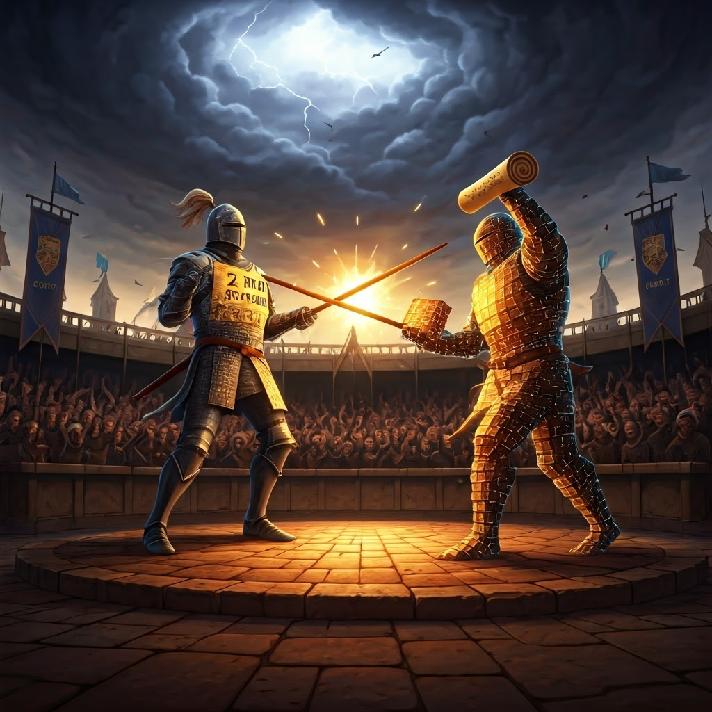 Knight duel over block size reveals conflict between larger blocks and node accessibility