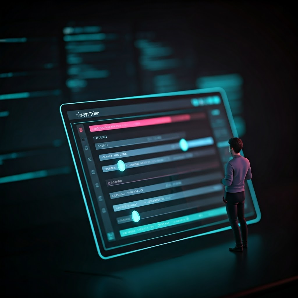 Futuristic screen with an interactive Jupyter widget slider glowing