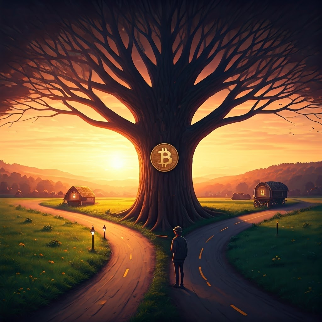 Forked tree compares Bitcoin’s small blocks with Bitcoin Cash’s larger blocks and lower decentralization