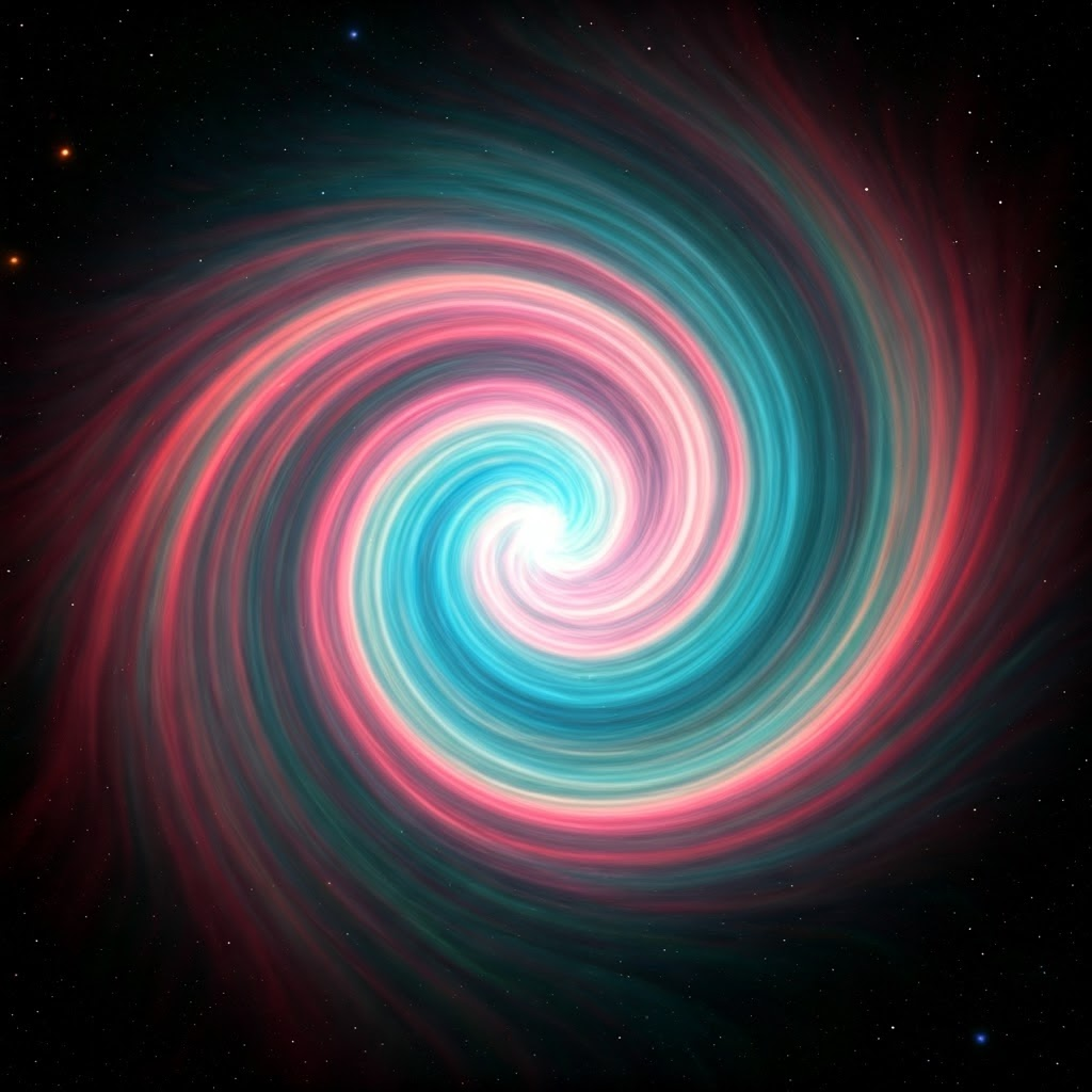 Swirling pastel nebula with pink, blue, and green hues showing dense gas and dust where stars begin, dreamy digital watercolor