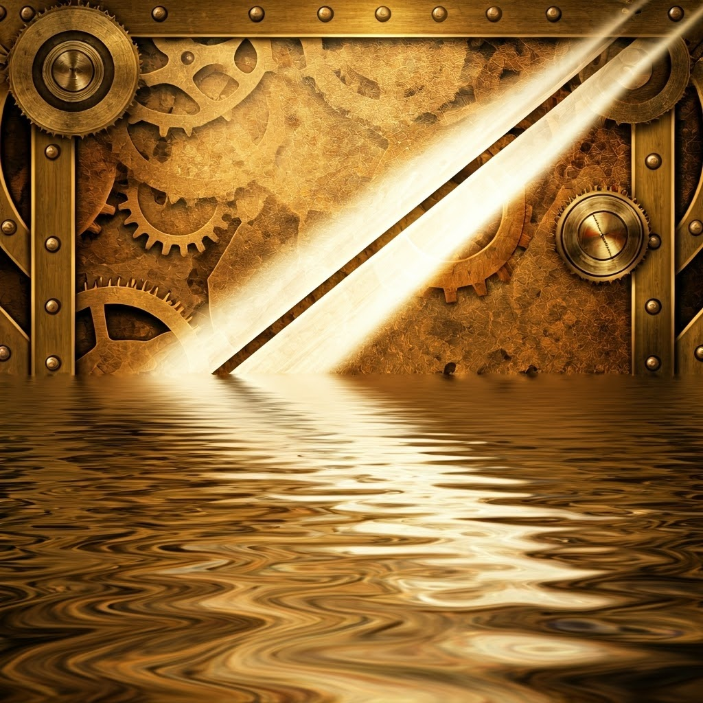 Beams pass through two brass slits, casting alternating light and dark bands on parchment like a Victorian diagram