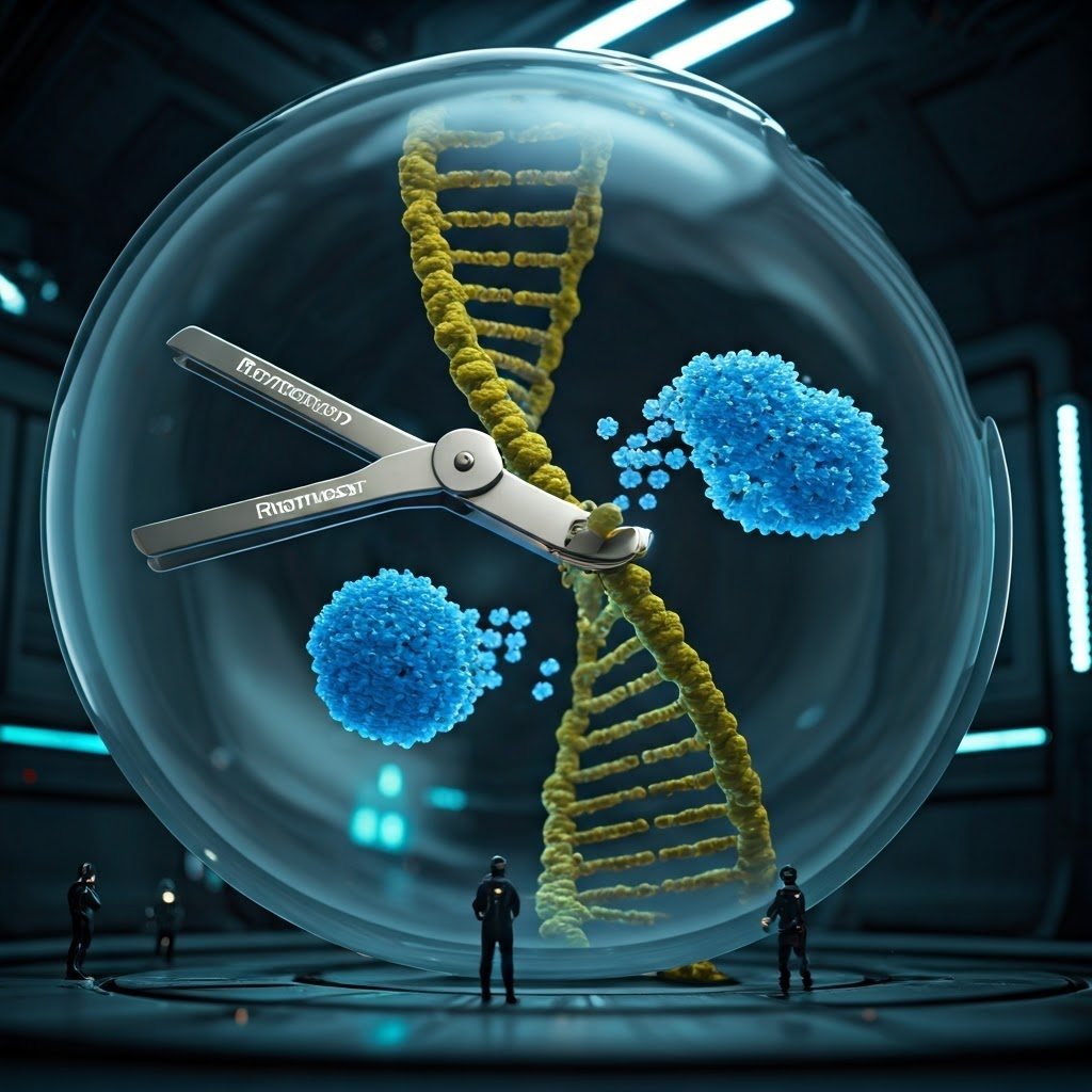 DNA helix with a metallic clamp labeled repressor releasing after binding sugar molecules