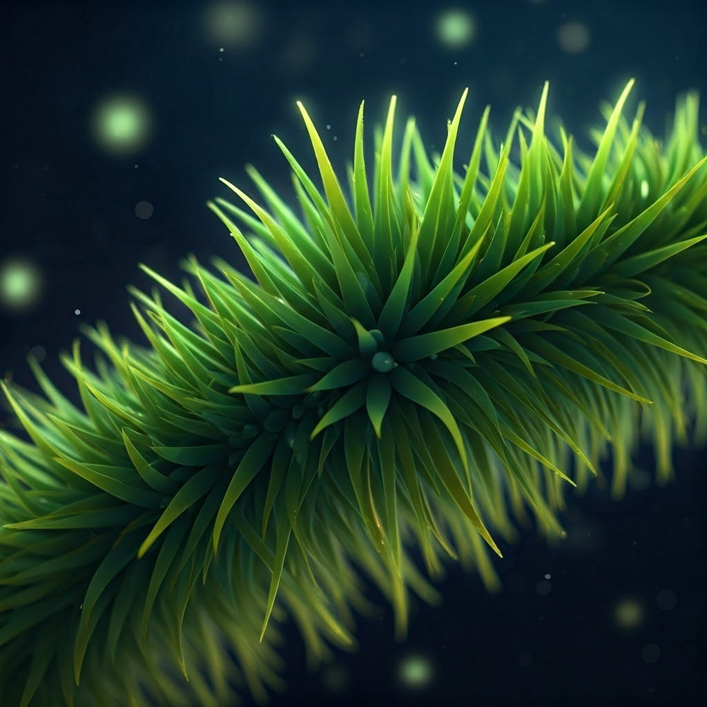 Neuron branch with glowing green leaf-like spines symbolizing growing connections during learning.