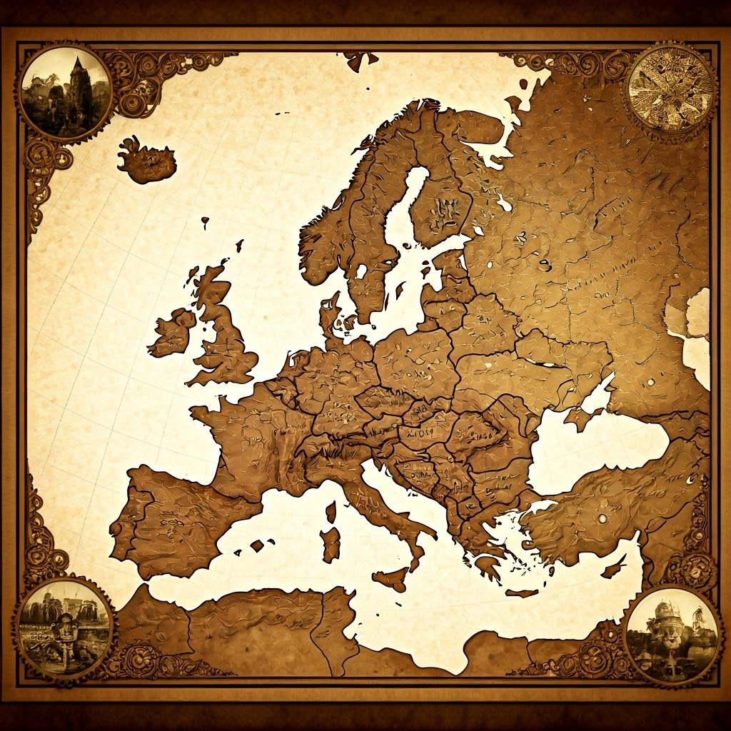 Stylized map reveals new European borders created by the Versailles settlement