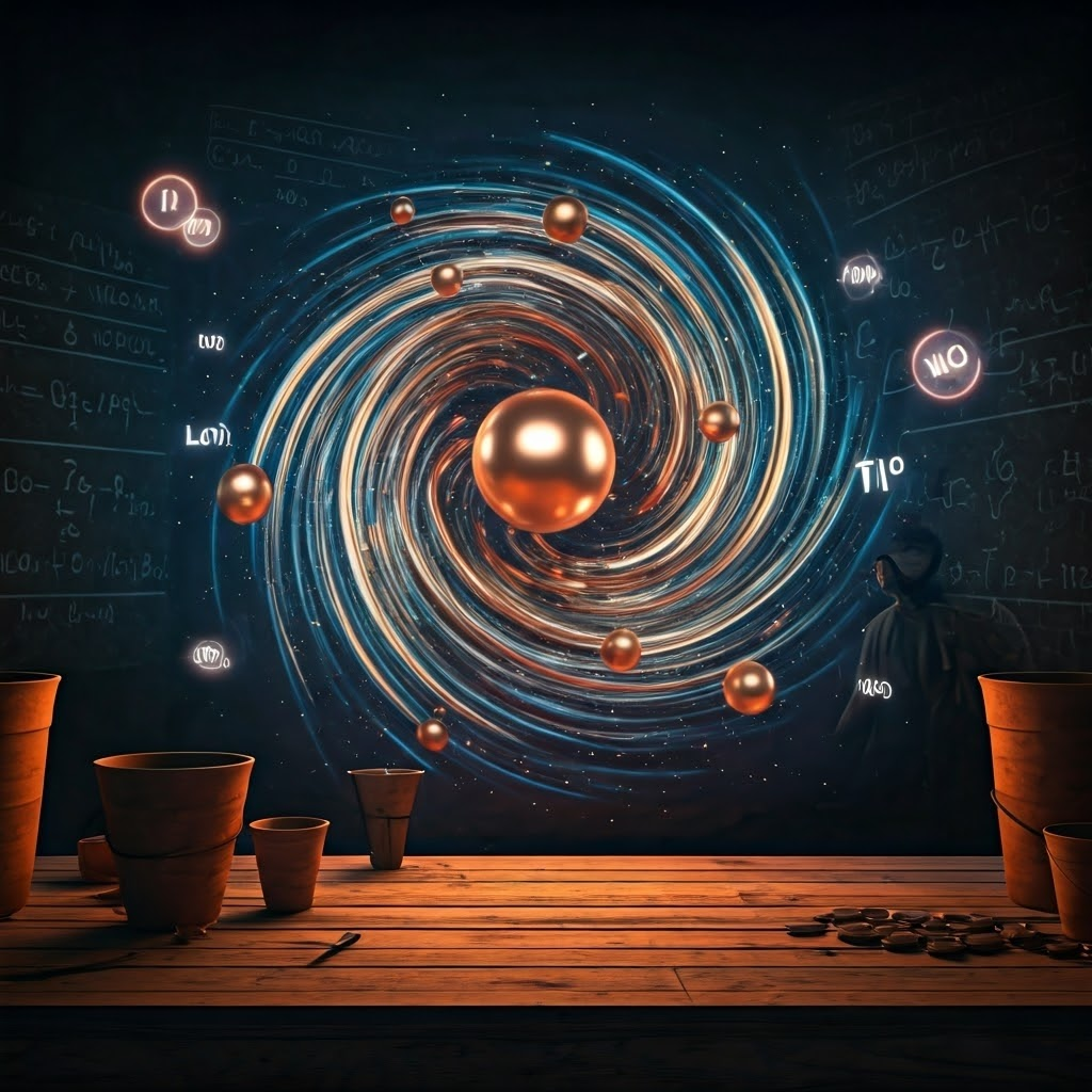 Copper and tin atoms merge in a neon void, illustrating a 10 percent alloy ratio that creates bronze.