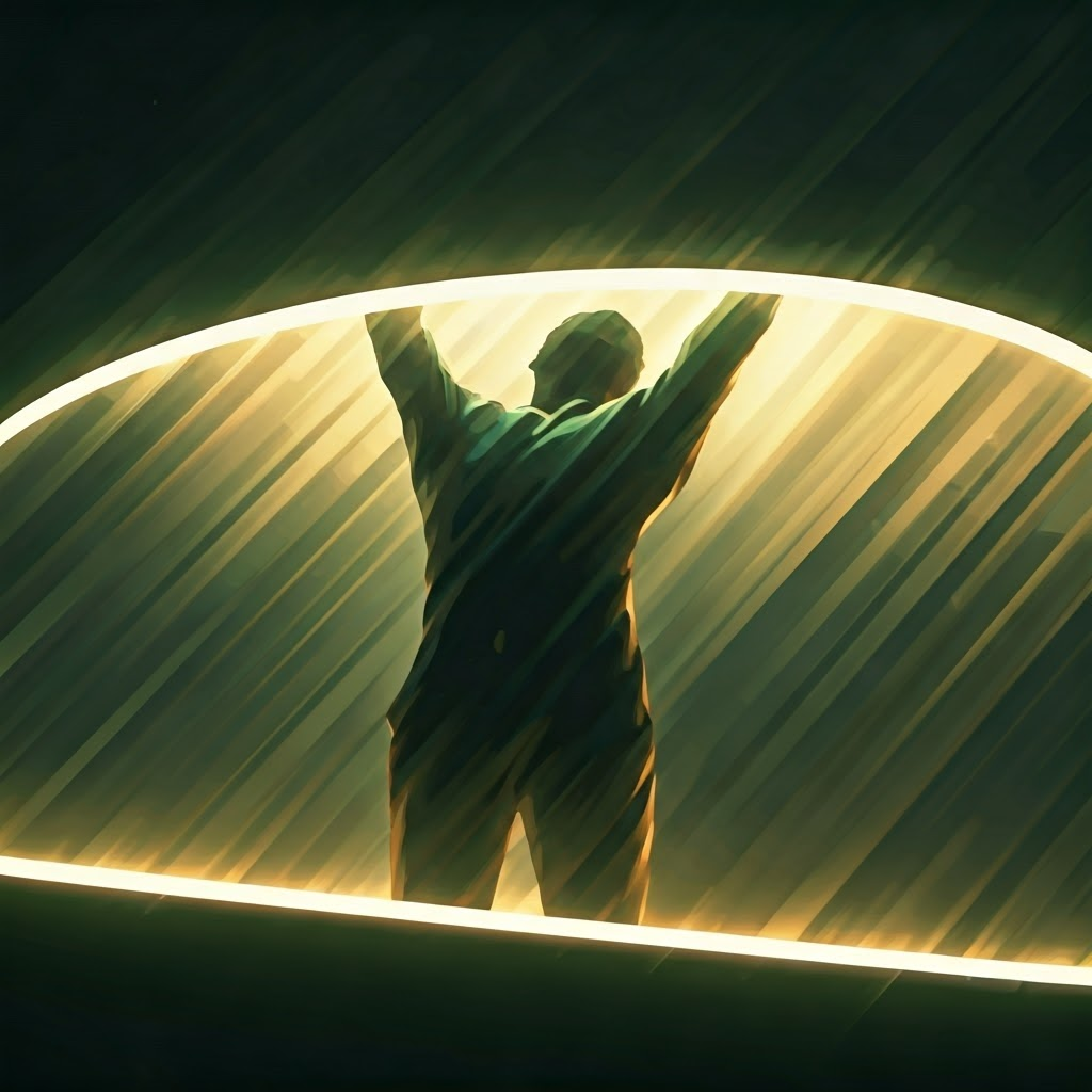 Abstract art shows comfortable interaction bubble around user torso.