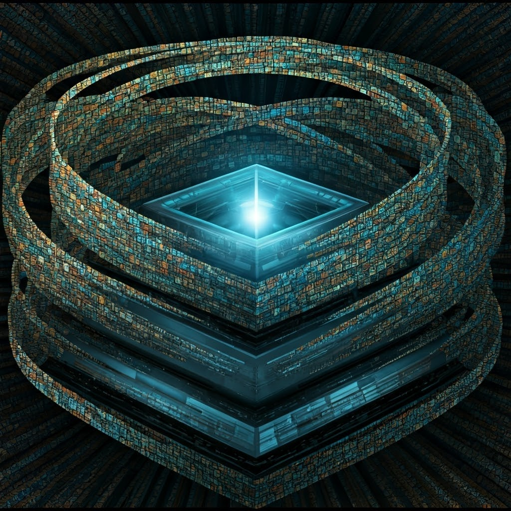 Colorful mosaic weaving together IPv6 nodes, edge servers, CDN caches, and data highways