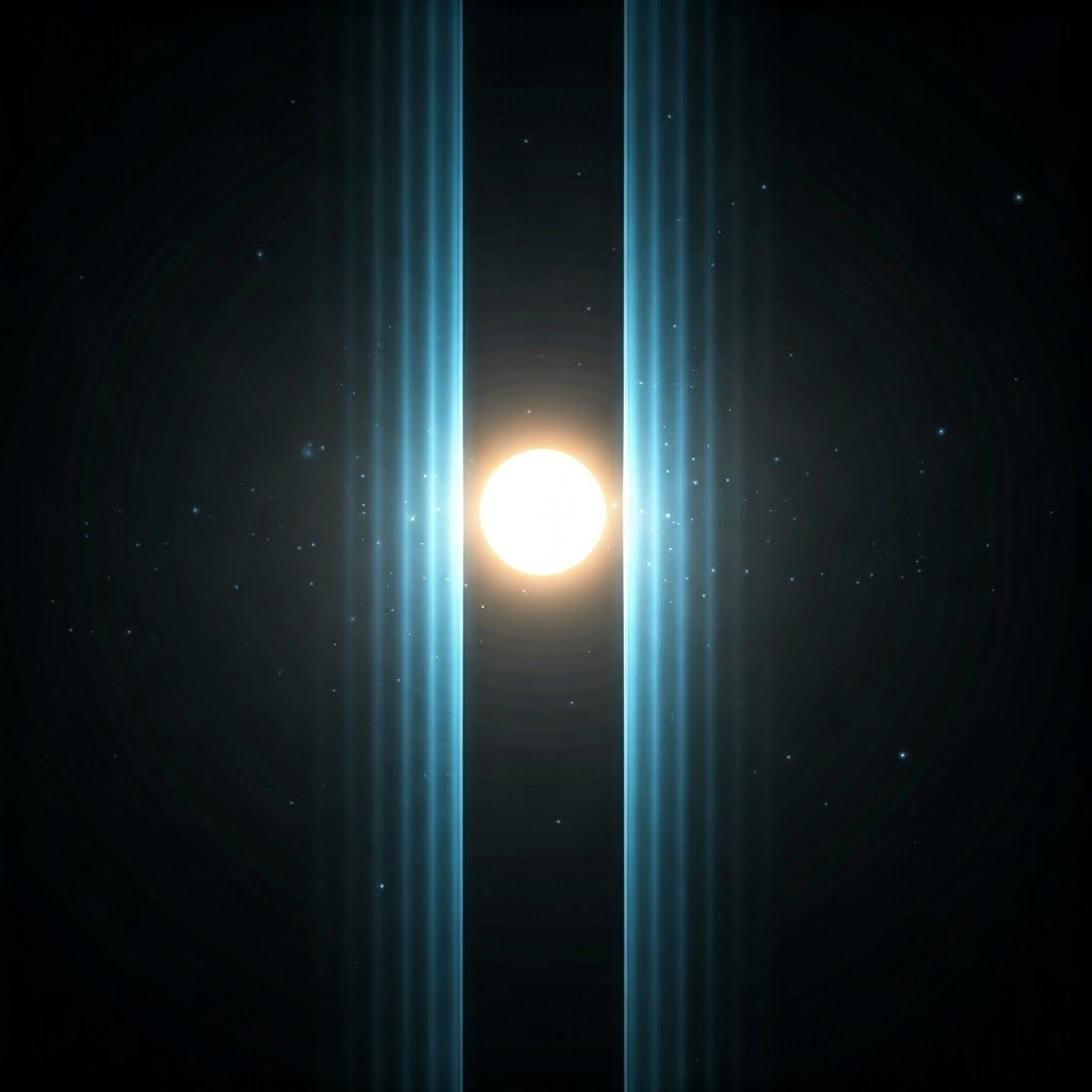 A glowing orb passes twin slits; its scattered hits gradually reveal bright and dark stripes