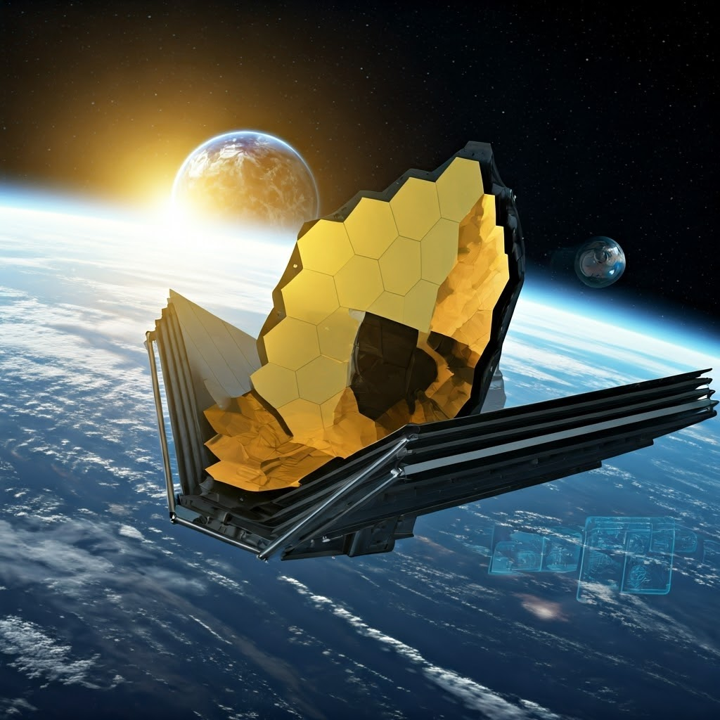 James Webb Space Telescope using a coronagraph to image a distant exoplanet.