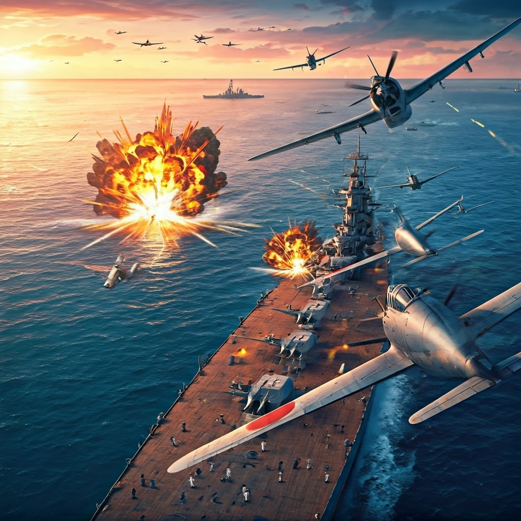 Japanese dive-bombers strike Pearl Harbor at dawn, crippling U.S. battleships