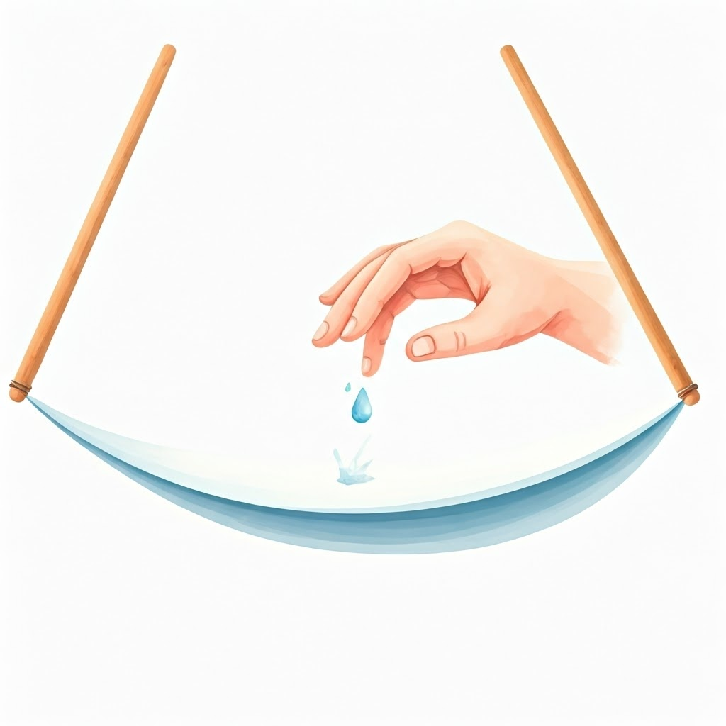 Paper strip lifts as someone blows across its curved top.