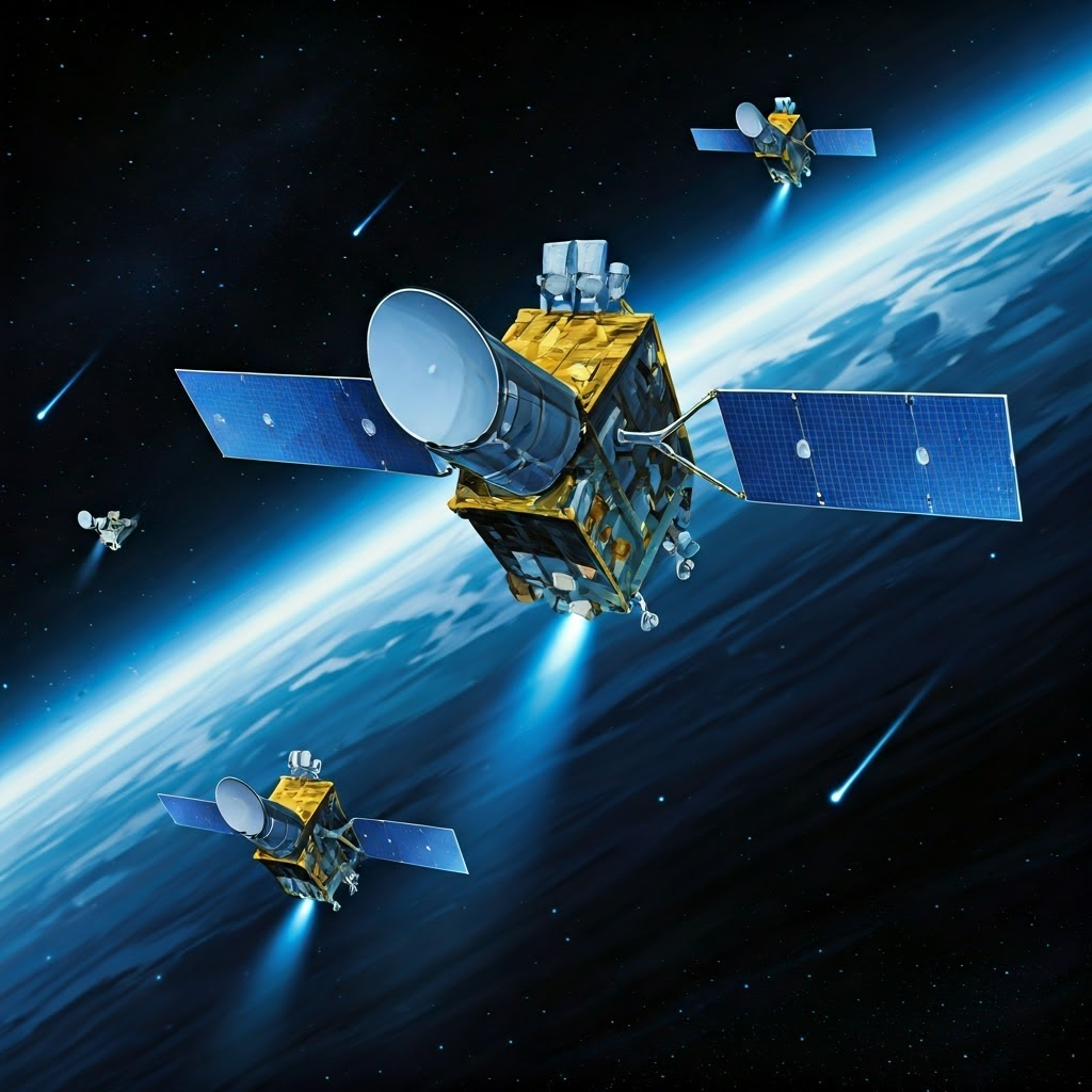 Artistic view of Kepler and TESS telescopes surveying star fields to discover exoplanets.