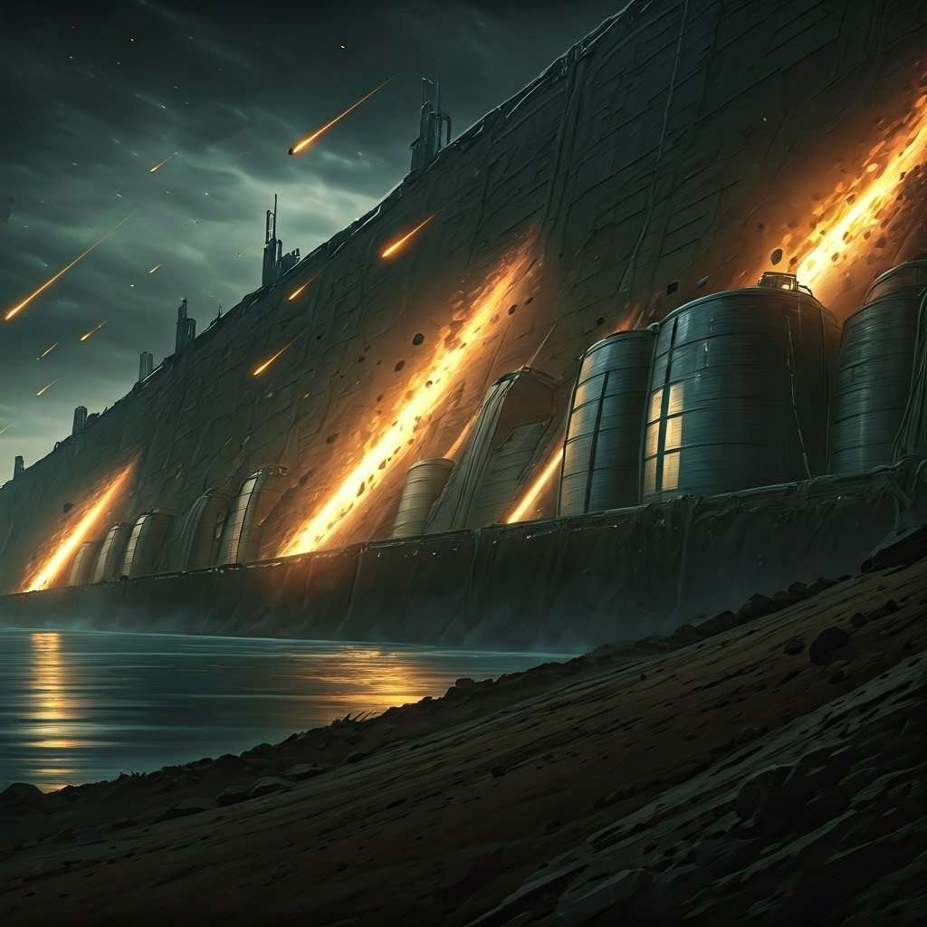 Meteor shower striking outer hull while interior stays calm