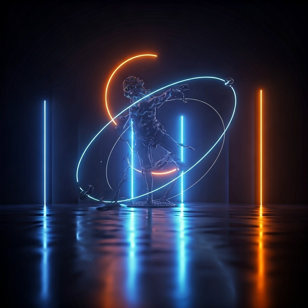 A futuristic mash-up of Renaissance themes, suggesting the ongoing impact of curiosity.